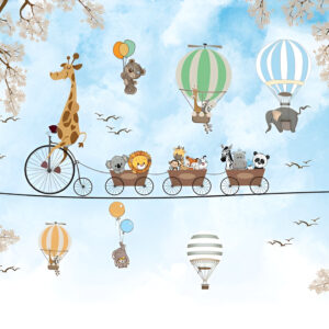 Illustration/cute-animal-bike-train-sky
