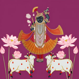 Beautiful-pichwai-art-cows-surrounded for ghar
