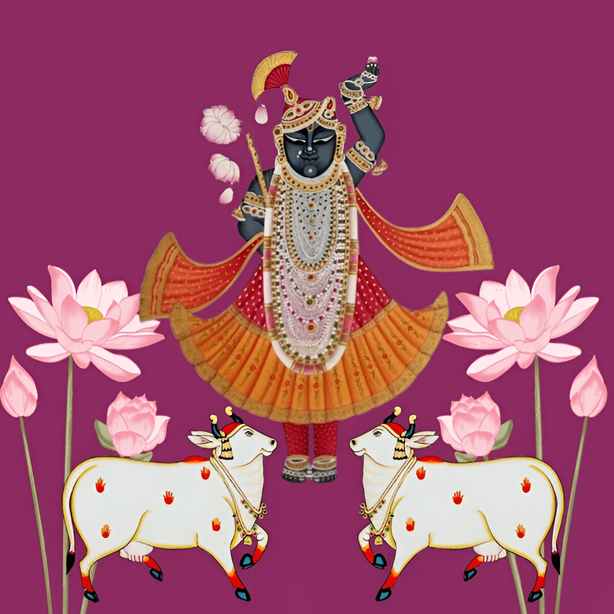 beautiful-pichwai-art-cows-surrounded-by-