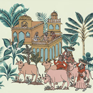 Cow-tropical-forest-garden-mahal-