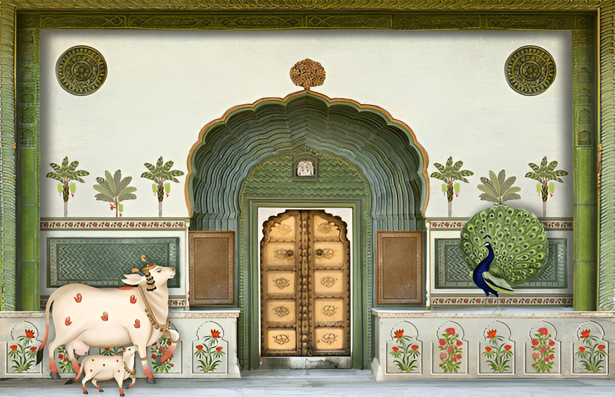 cow-wallpaper-mural-depicting-royal-indian-