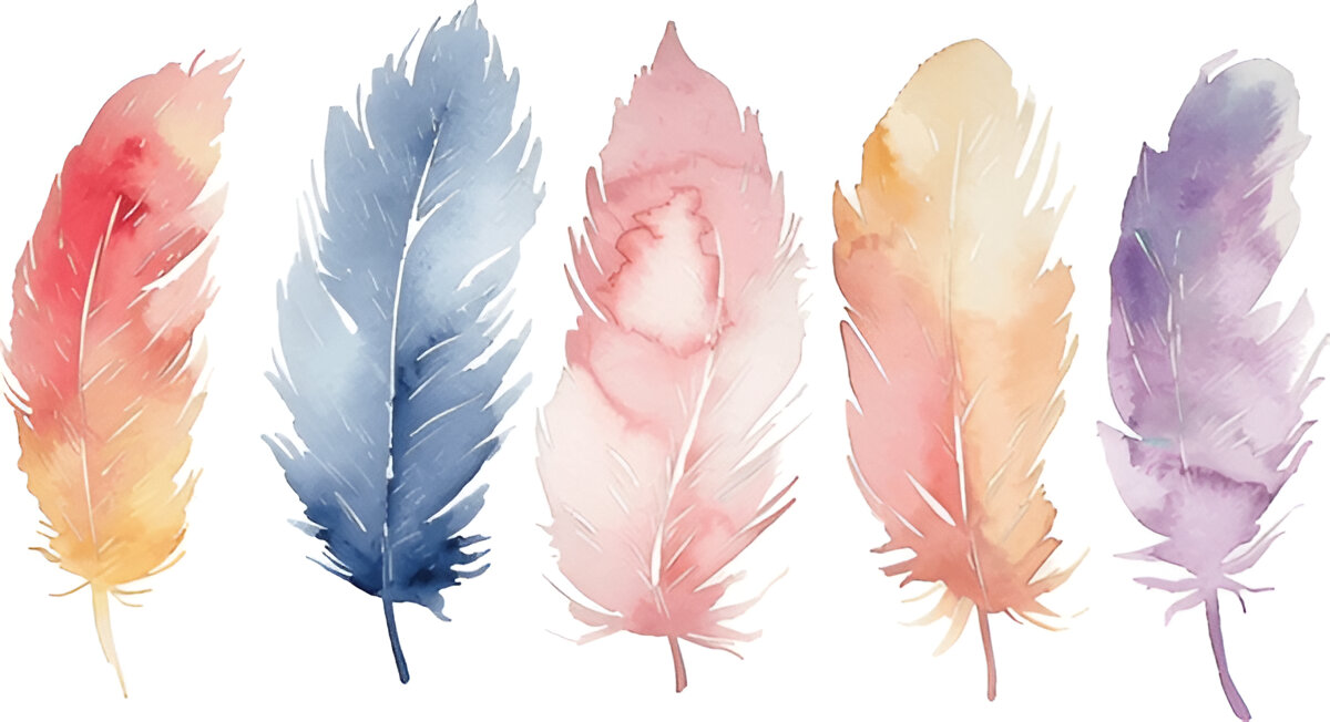 feather in five colours pattern