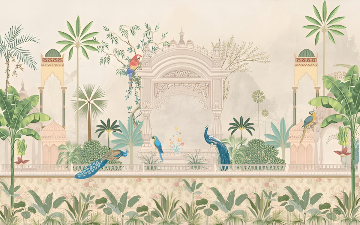 garden-arch-peacock-bird-mughal-wallpaper-