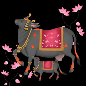 Illustration-indian-traditional-pichwai-cow-painting-illustrations-