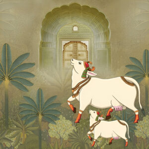 Indian-pichwai-art-cow-trees