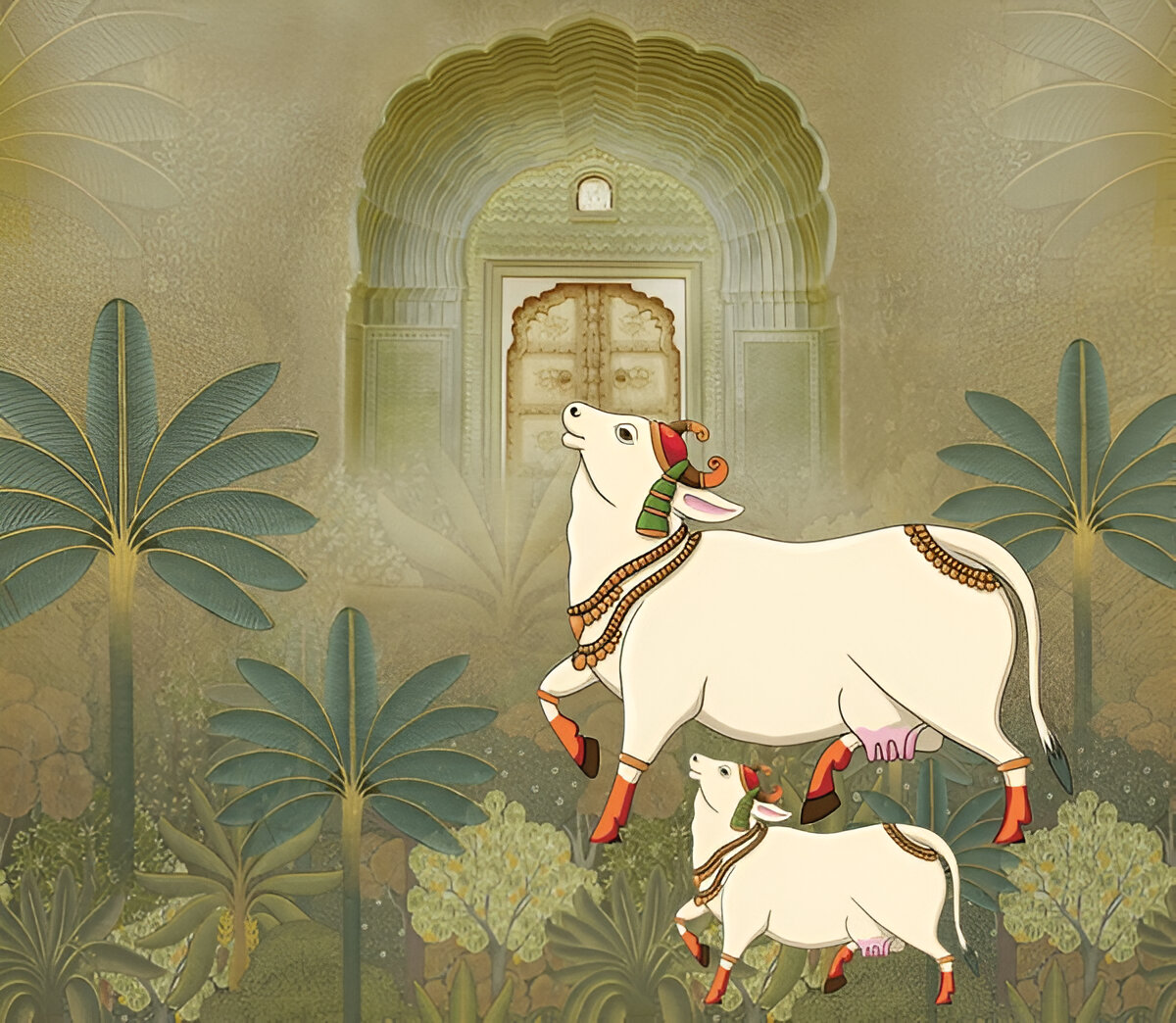 indian-pichwai-art-cow-trees-214301