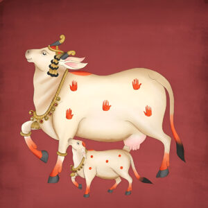 Indian-traditional-pichwai-art-cow-calf-