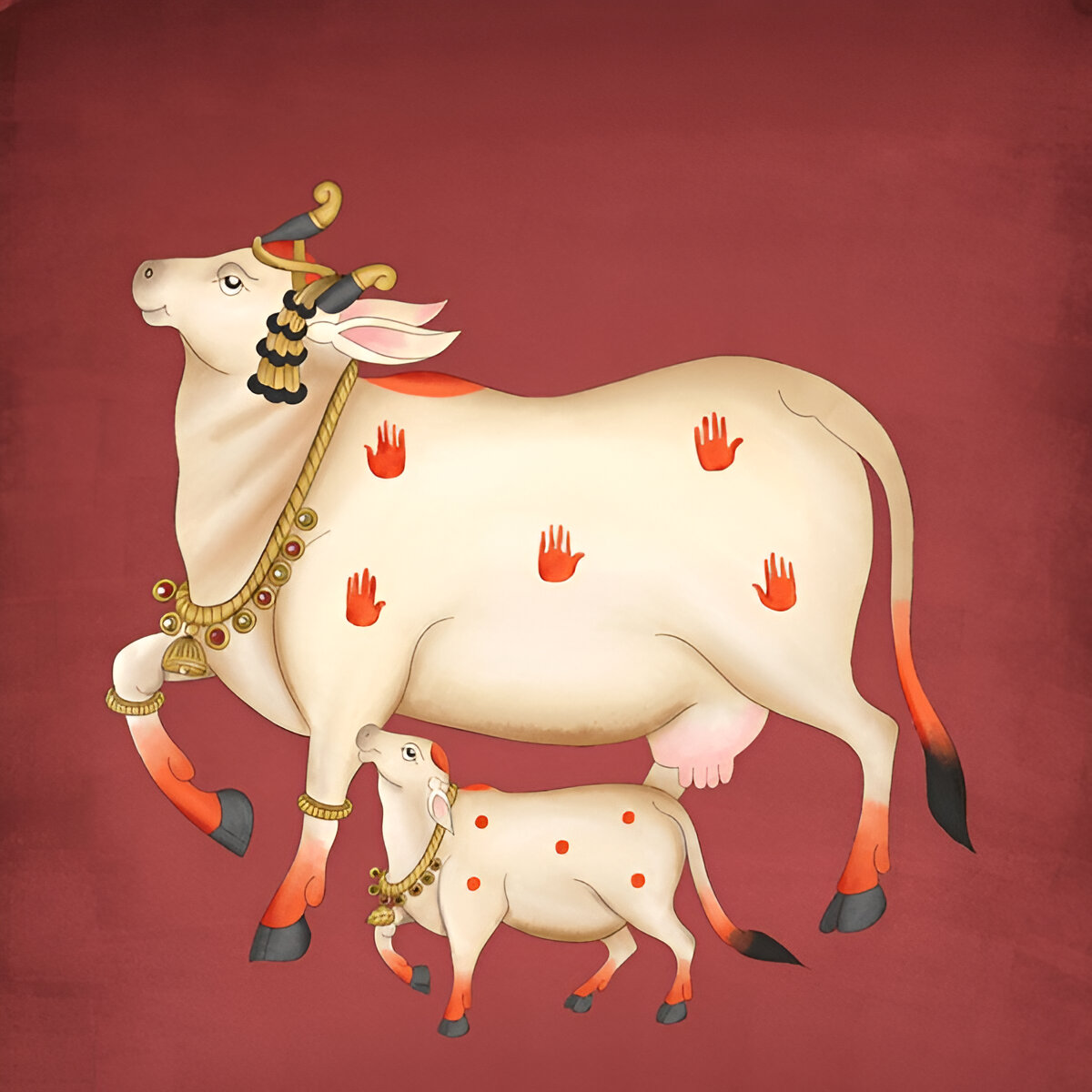 indian-traditional-pichwai-art-cow-calf-