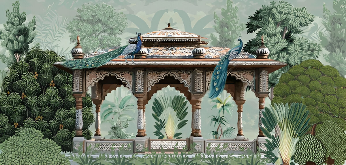 mughal-garden-arch-peacock-plant-botanical-