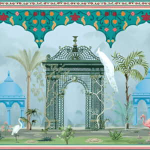 Mughal-garden-arch-plant-peacock-pattern-