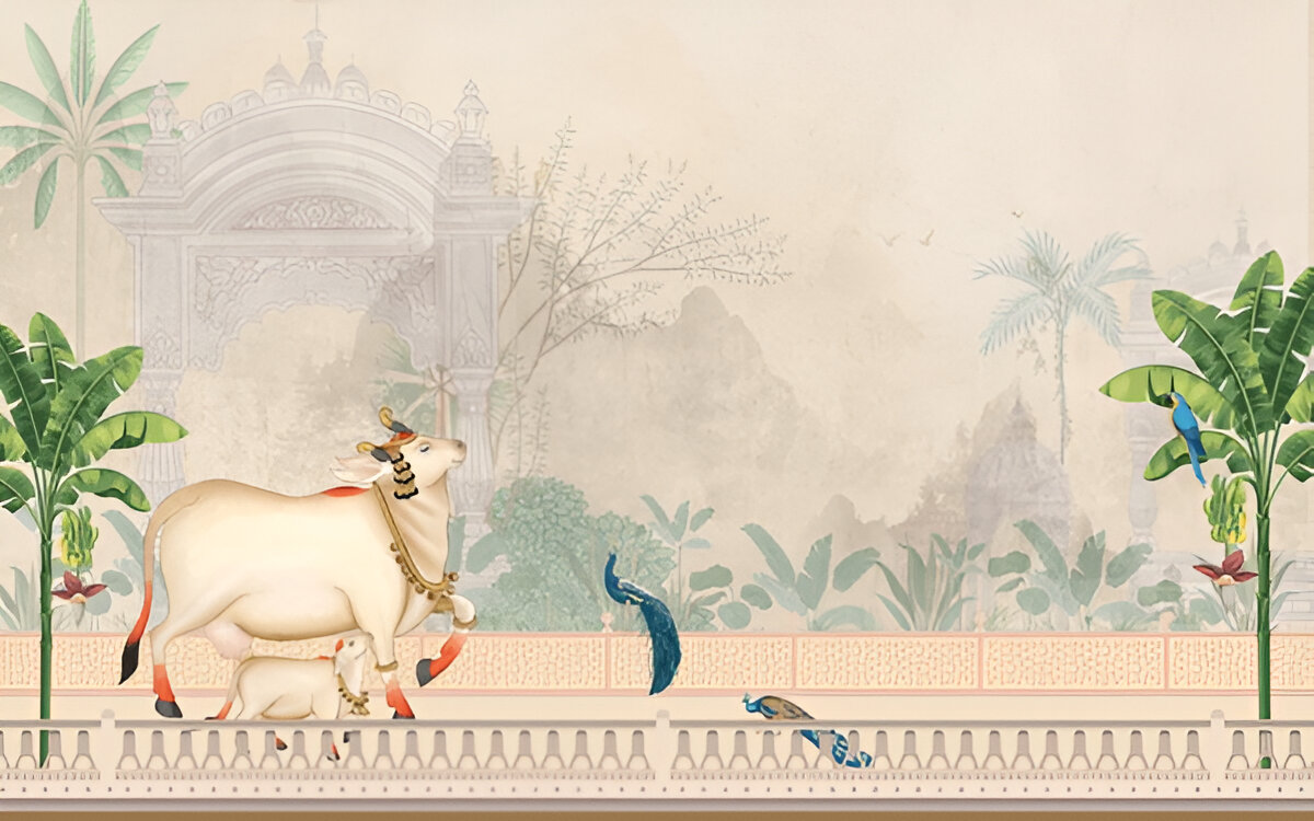 pichwai-art-vintage-cow-background-fashion-modern-