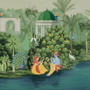 Radha krishn in garden river theme
