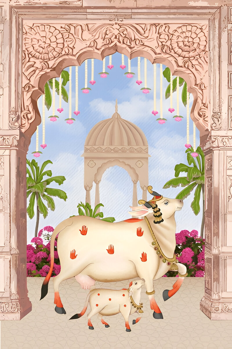 traditional-cow-pichwai-digital-art-wall-paper