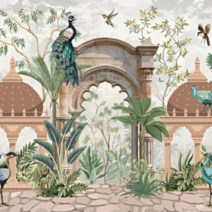 Traditional-mughal-garden-dome-arch-peacock-