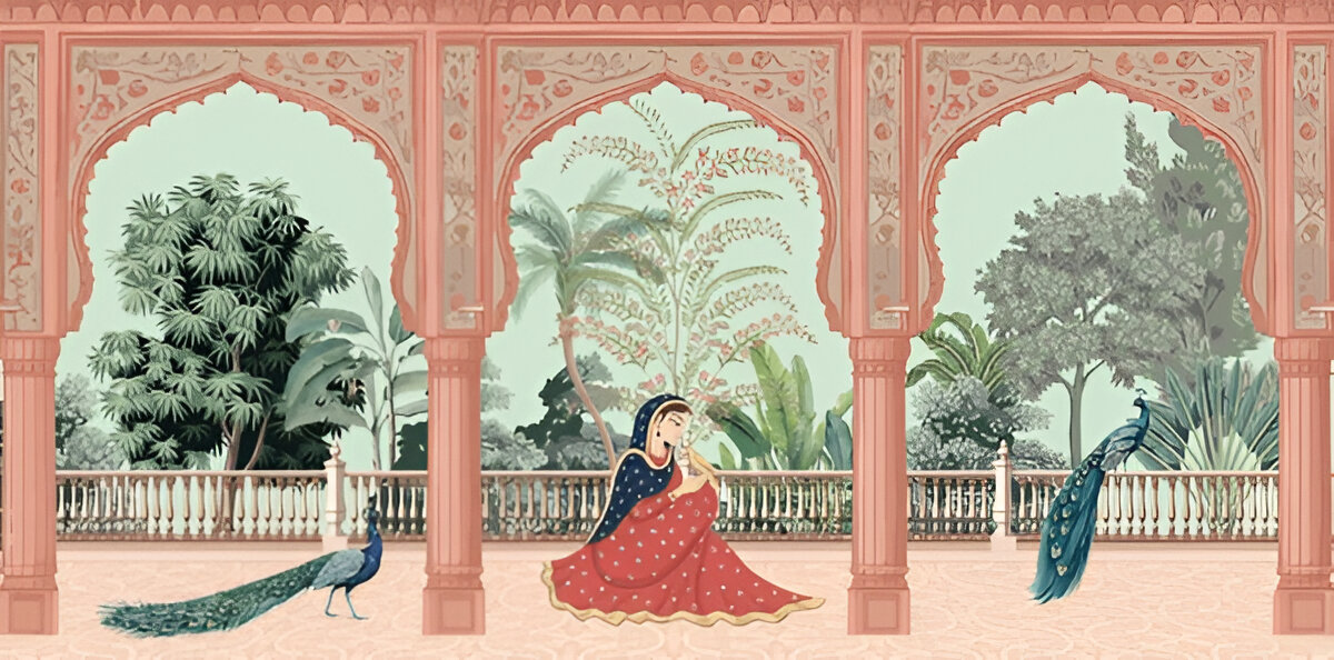 traditional-mughal-queen-sitting-garden-arch-