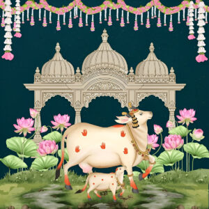 Traditional-pichwai-digital-art-wall-paper-cow-