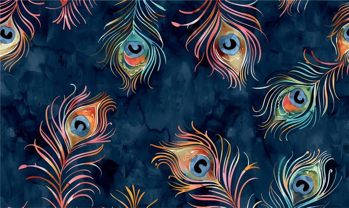 watercolor-dark-pattern-peacock-feathers-