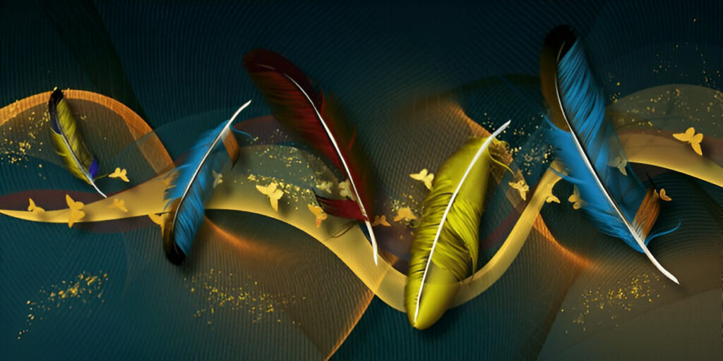 3d-illustration-feathers-butterflies-