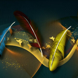 3d-illustration-feathers-butterflies-