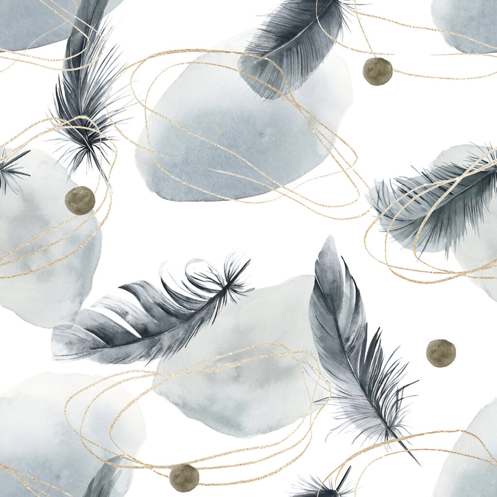 Abstract-nordic-print-geometric-shapes-feathers-